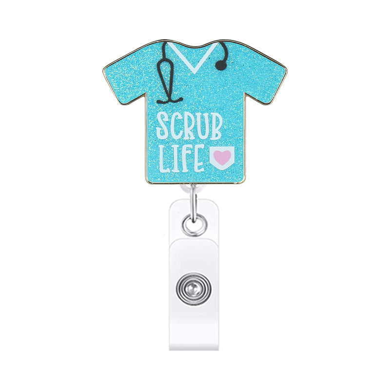 Wholesale Leopard Print Medical Stethoscope Badge Scroll Retractable ABS Keychain